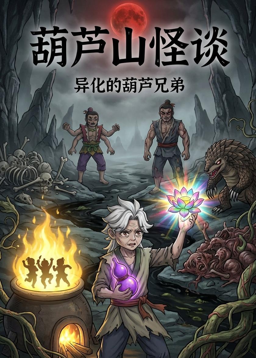 葫芦山怪谈异化的葫芦兄弟-玄幻脑洞海报