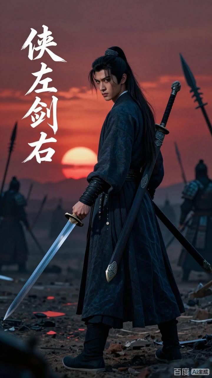 侠左剑右-古风武侠海报