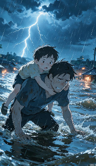 洪水夜我爸扛着别人儿子跑了-动漫合集